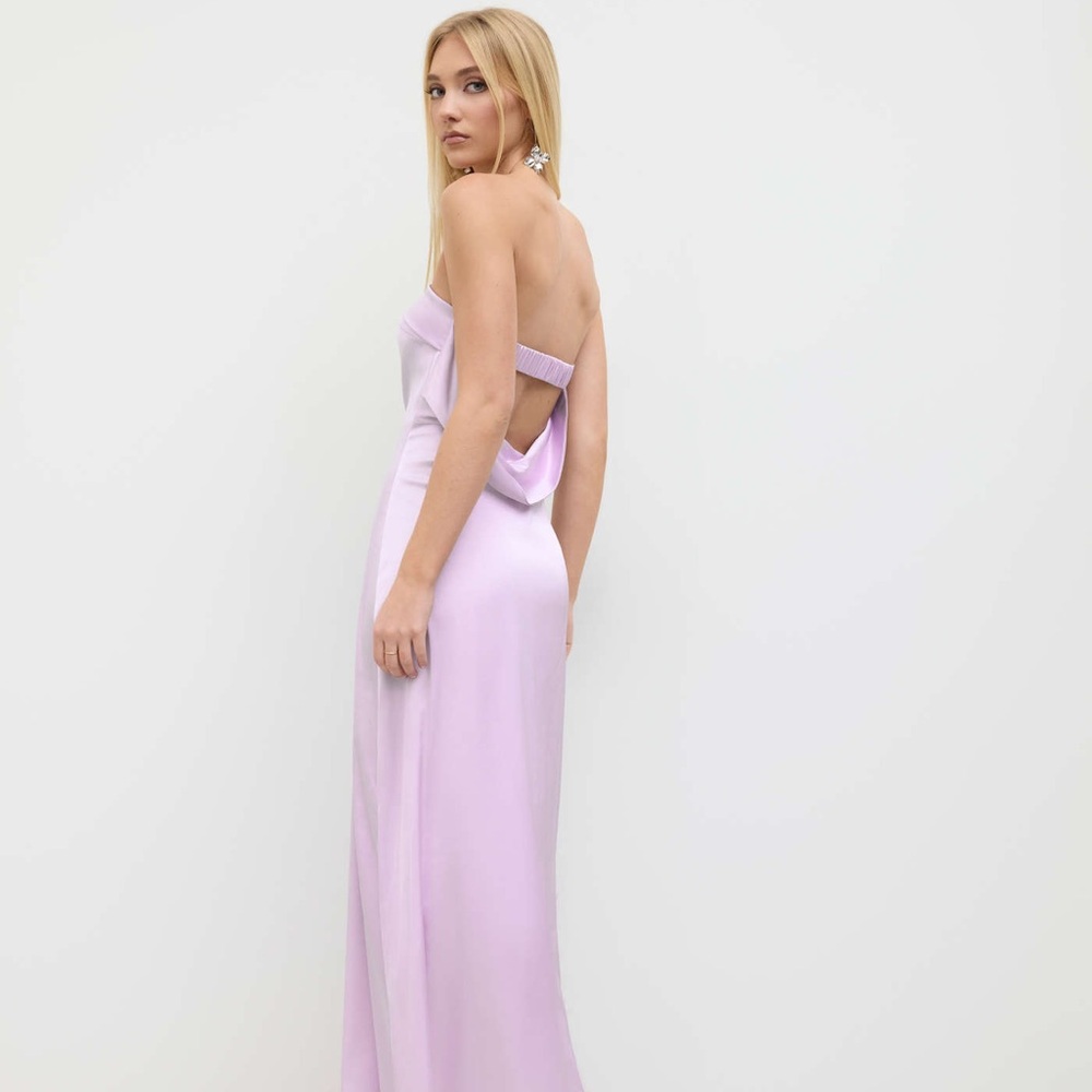NWT! Few Moda O.P.T light purple strapless satin midi dress - Picture 1 of 6